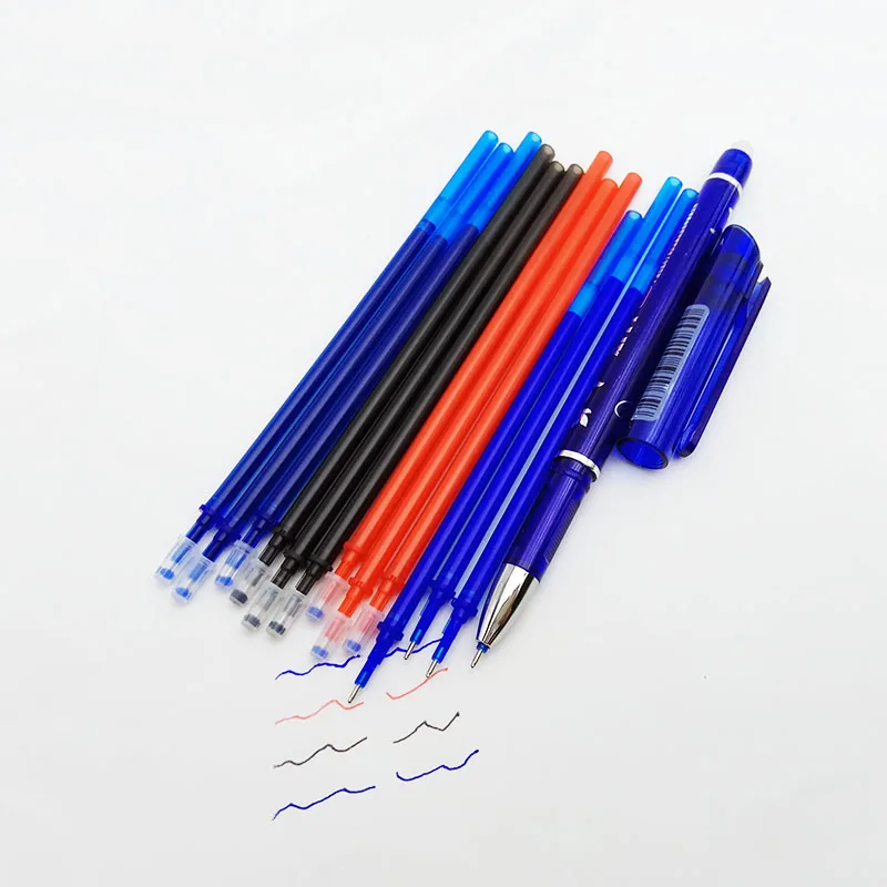 10pcs/ste Magic Erasable Pen Refil Office Signature Gel Pen 0.5mm Blue Black Writing Tools Material Escolar