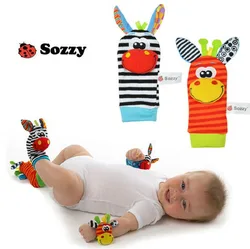 2pcs/set Wrist Rattle Foot Socks colorful Infant Baby Developmental Toy 0+ month Plush Newborn Baby Rattle Soft B0956