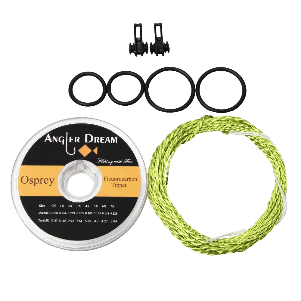 

12 / 13FT Furled Leader Tenkara Fly Fishing Line Braided Tenkara Line Grass Green with Hook Keeper Flouorocarbon Tippet