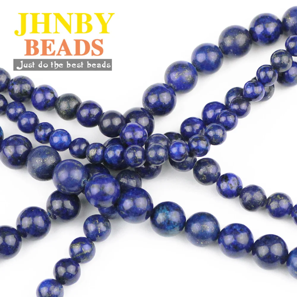 JHNBY AAA Lapis Lazuli Beads Natural Stone 4/6/8/10/12MM Blue Color Ore Ball Loose Beads for Jewelry Bracelet Making DIY