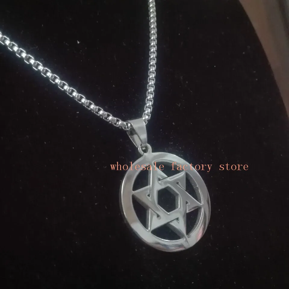 5pcs lot of  stainless steel  religion The star of David hexagonal Necklace Pendant For Men 3mm 24'' rolo chain