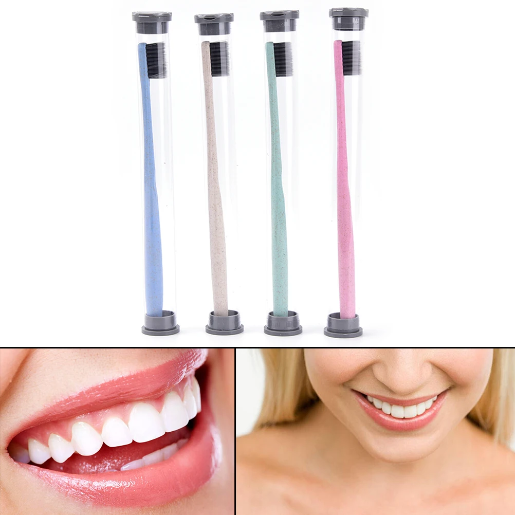 1pcs Soft Toothbrush Wheat Straw Tooth Cleaning Charcoal Bristle Brush With Travel Storage Travel Adult Case Mini Teeth Brushes