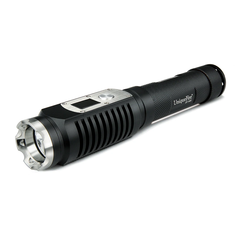 Uniqurfireu 1403 5 Modes  XM-L2 High Power  Lighting 10 Watt Black Led Digital Display Flashlight For 1*18650 Battery