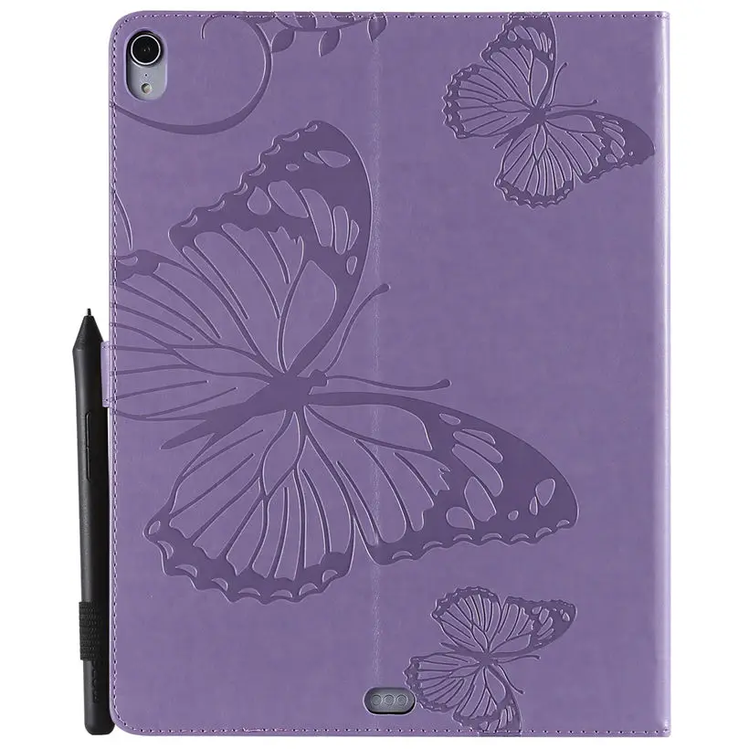 Case For iPad Pro 12.9 2018 Cover Funda Tablet For iPad Pro 12.9 A1876 A2014 A1895 A1983 butterfly Embossed Pattern +Film+Pen