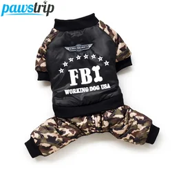 Cool FBI Pet Dog Clothes Overall Thickening Dog Puppy Jumpsuit Costume Warm Winter Clothing For Boy Dogs Ropa Para Perros