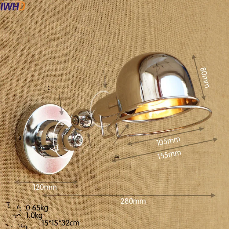 IWHD Silver Iron LED Wall Lights Fxitures Wandlampen Bedroom Dinning Room Rotate Arm Wall Lamp LED Sconce Stair Light Arandela