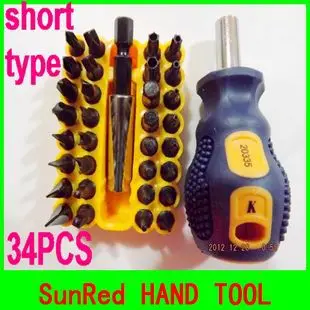 

Hand tool short handle good quality 34pcs multi-function magnetic screwdrivers set NO.20335