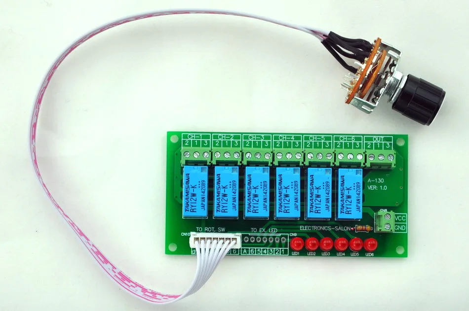 Electronics-Salon 6 Channel Unbalanced Stereo or Balanced Mono Audio Input Selector Relay Module