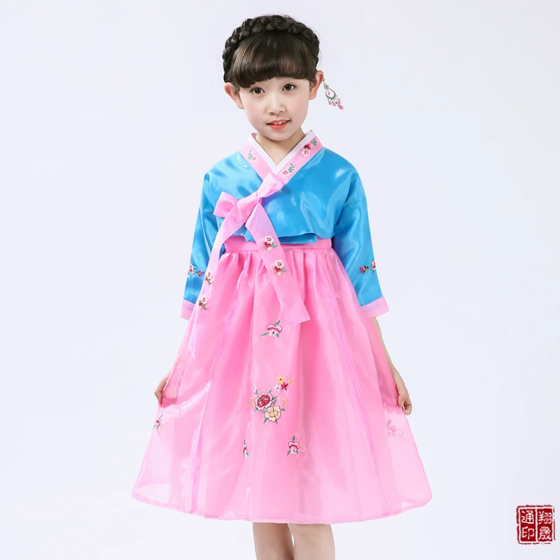 New Kids Hanbok Dress Girl Korean Traditional Palace Costume Child Korean Ethnic Costumes Oriental National Stage Clothing 89