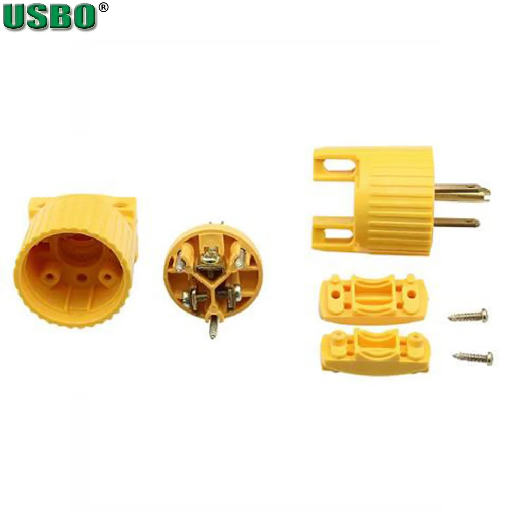 1 Stück Gelb-Schwarzer Amerikanischer 15A NEMA 5-15P 6-15P US Industrie-Verdrahtungsstecker, Abnehmbarer Steckverbinder mit Verriegelung, Netzkabelstecker 125V – Detail 9