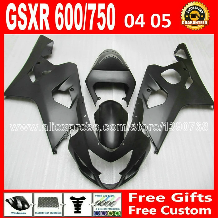 Free custom for bodywork SUZUKI GSXR 600 750 flat black fairing 2004 2005 K4 RIZLA version gsxr600 WXG 04 05 GSX R750 7 gift 902