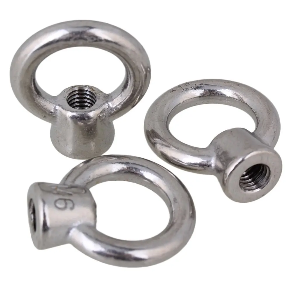 304 Stainless Steel Japanese Style Threaded Ring Shape Eyed Nuts with M6 Bolts Pack of 5