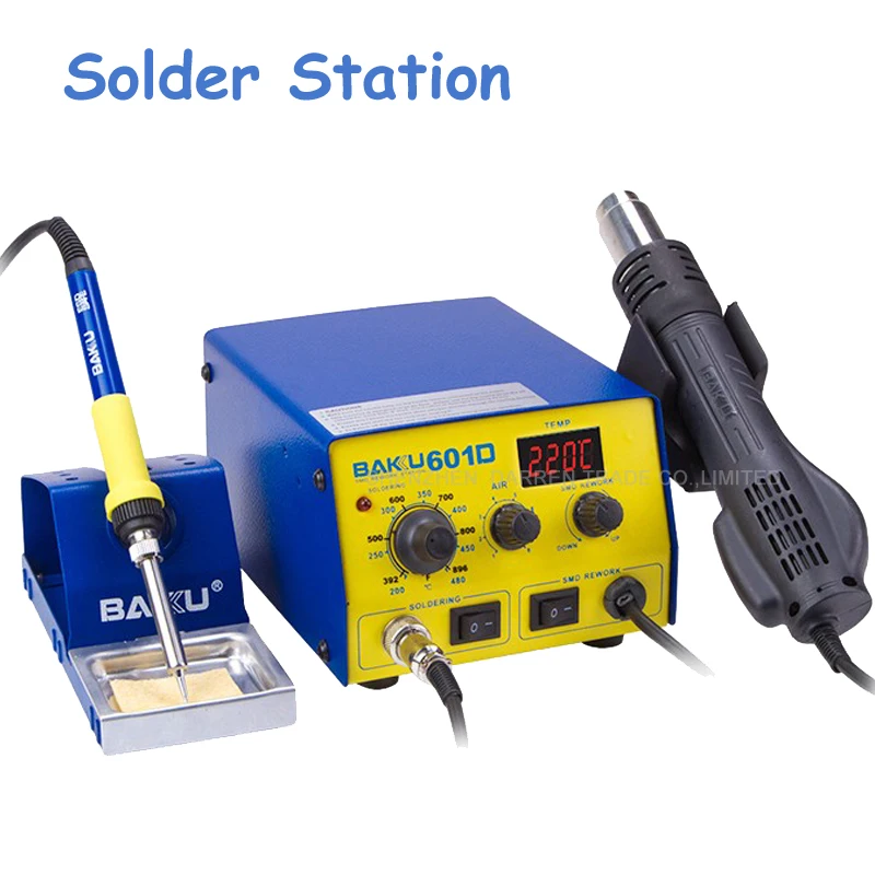 Hot Air SMD Rework Station 220V/110V LED Digital แสดงสถานีบัดกรี BGA Rework บากู BK-601D