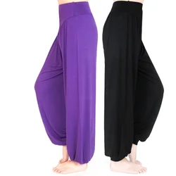 Calça feminina plus size para yoga, calça legging esportiva colorida bloomers dança yoga taichi