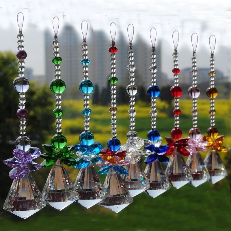 1PCS 30mm 40mm Hanging Chakra Crystal Handmade Angel Crystal Ball Suncatcher Pendant Window Ornament