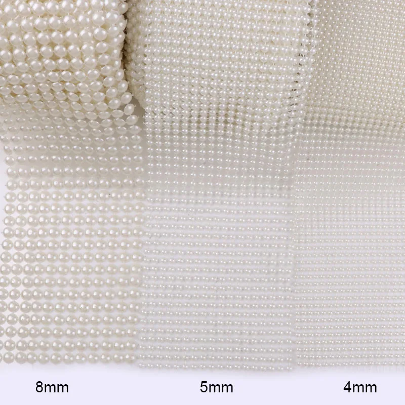 4mm,5mm,8mm 10 Yards 12/18/24 Rows Ivory Half Round ABS Plastic Pearl Beads Chain DIY Garland Wedding Party Decoration