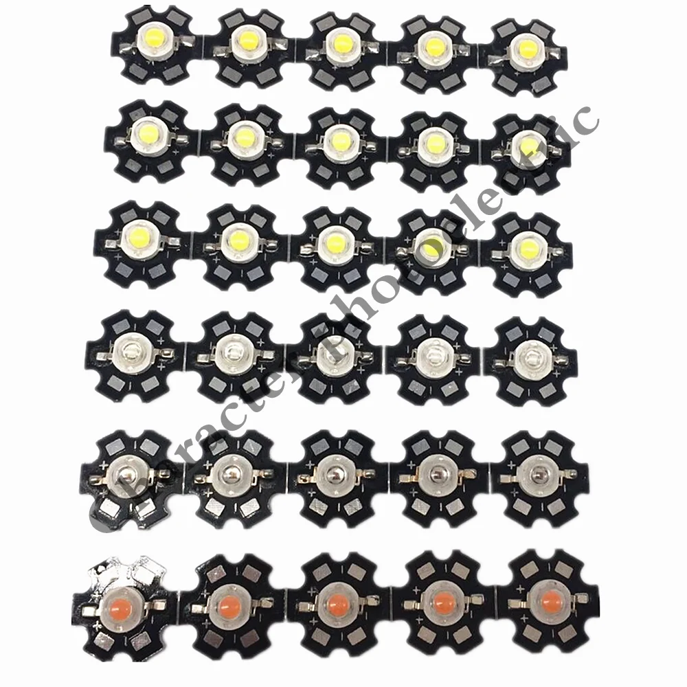 Hot 10pcs/50pcs/100pcs 1W 3W High Power warm white/cool white /natural white/red/green/Blue/Royal blue LED with 20mm star pcb