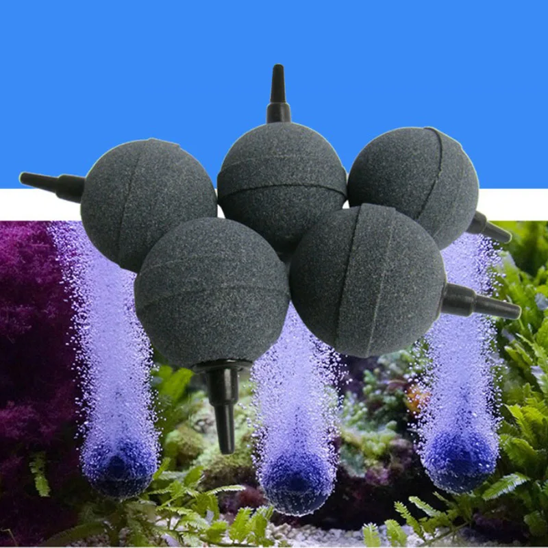 5pcs Aquarium Mini Round Mineral Bubble Air Stone Pond Fish Tank Pump Aerator Aeration Hydroponic Oxygen Airstone Accessories