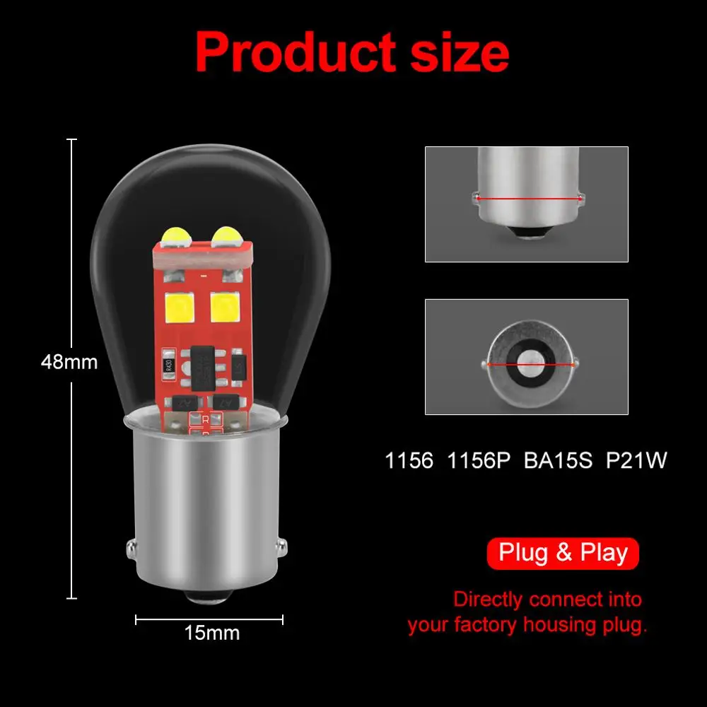 1pcs P21W LED BA15S 1156 COB Filament Chips 1157 BAY15D P21/5W LED Bulbs Car Lights Reverse Brake Turn Signal Lamp Auto 12V