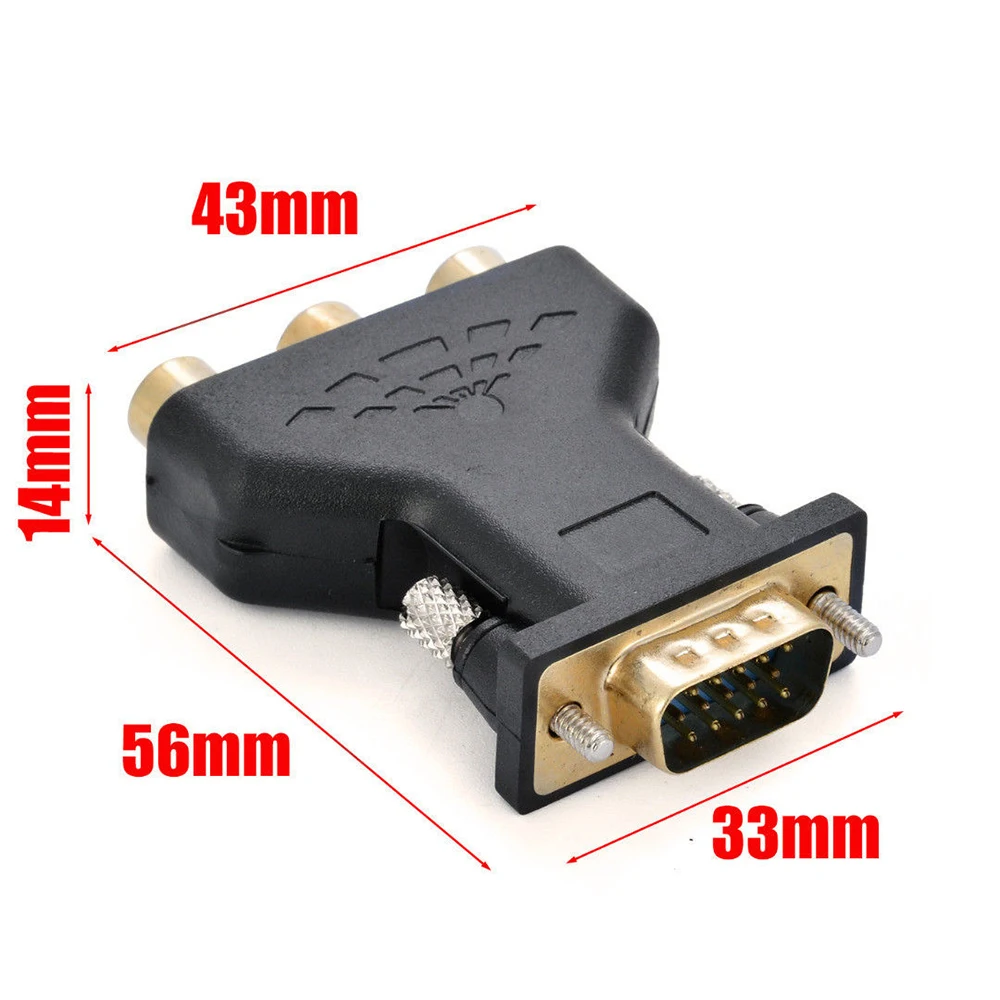 VGA do RCA złącze konwerter męski VGA do 3 RCA wideo RGB, żeńskie do HD 15-Pin VGA styl wideo komponent, adapter gniazda jack wtyczki