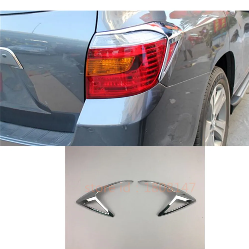 

For Toyota Highlander 2008 2009 2010 2011 Car Styling Body Rear Back Light Lamp Frame Stick ABS Chrome Cover Trim Switch 2pcs
