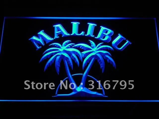 a191 Malibu Rum Bar Pub NEW LED Neon Light Signs with On/Off Switch 20+ Colors 5 Sizes to choose