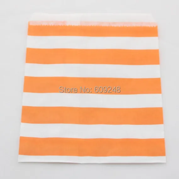 100pcs Mixed Colors Cheap Wholesale Halloween Buffet Favor Orange Sailor Striped Kids Party Paper Candy Bags