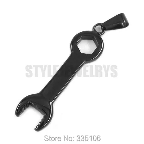 

Free shipping! Black Motorcycle Spanner Pendant Stainless Steel Jewelry Classic Motor Biker Pendant SWP0305