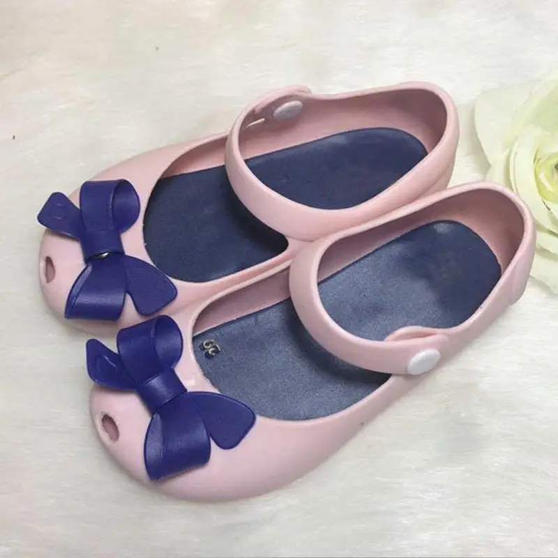 Cute Bowtie girl sandals Princess Soft Anti-slip baby Shoes jelly summer Spring children toddler kids shoes zapatos