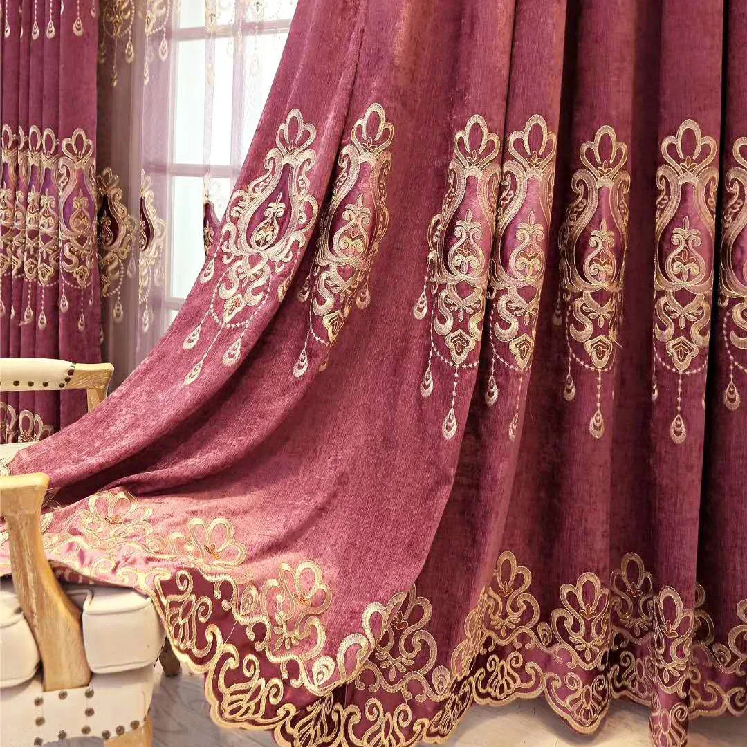 

Slow Soul Raindrops Chenille Curtain Luxury Living Room Curtains Tulle Europe Embroidered Flannel For Bedroom Coffee Blue Purple