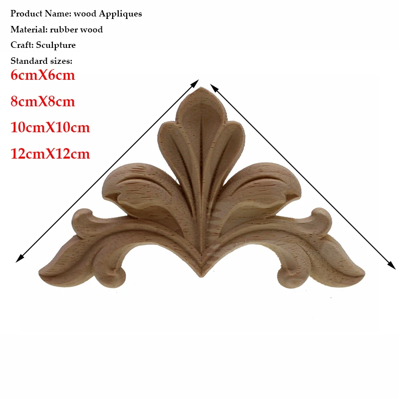 Runbazef European Solid Wood Decoration Appliques Carved Corner Flower Door Furniture Accessories Decals Wooden Home Decor