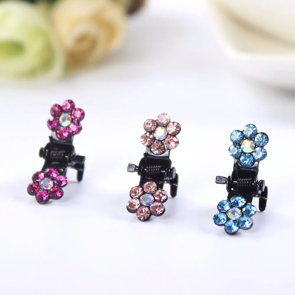 10 PCS New Baby Mini Plum Crystal Hair Claws Hairpins Girls Hair Accessories Children Hair Clips Kids Headwear Princess Barrette image 6