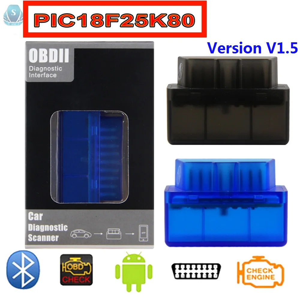 

Best ELM327 V1.5 PIC18F25K80 Chip OBD2 OBD II Car Diagnostic Scanner Support OBD II Protocols elm 327 V1.5 Bluetooth