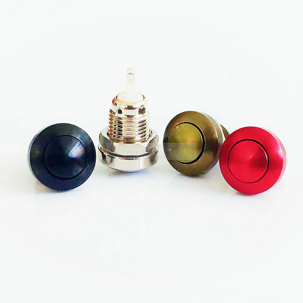 8mm Metal Push Button Switch Momentary black Aluminum Horn Doorbell Bell switch Waterproof Car Auto Engine PC Power Starter image 4