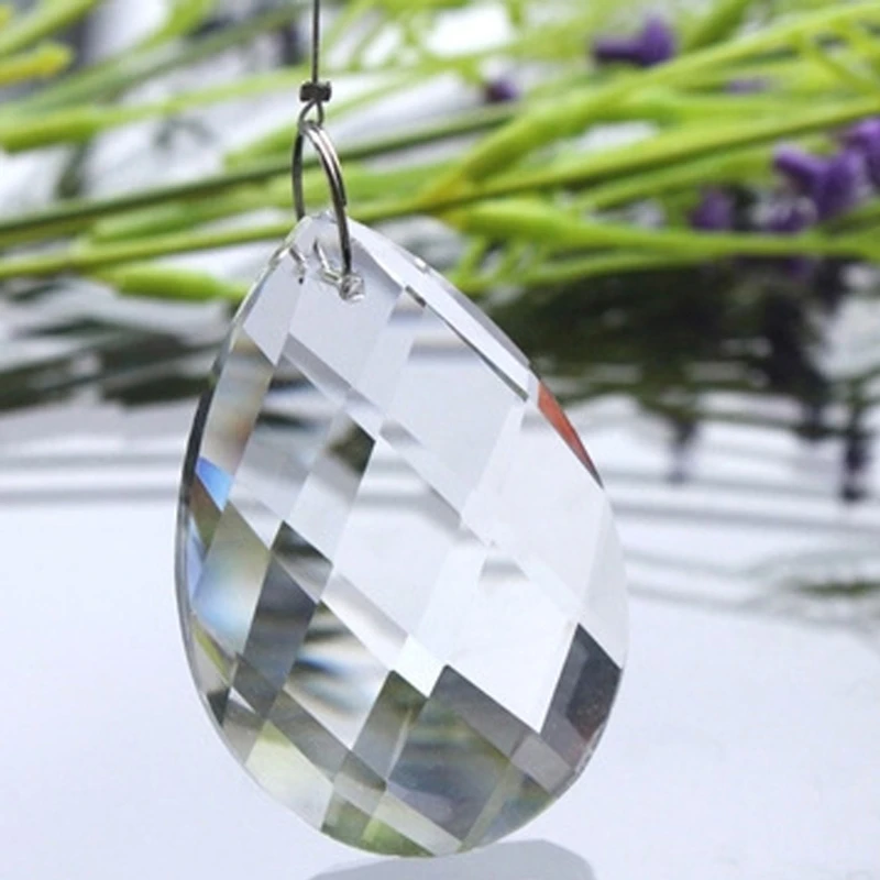 1pc Grid Clear Chandelier Glass Lamp Prisms Parts Hanging Drops Pendants 38mm