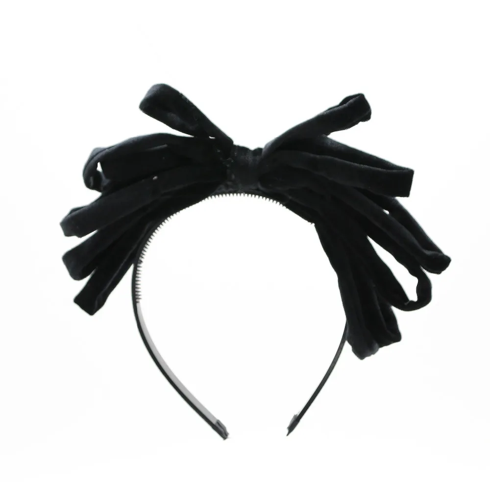 new fashion rich velvet bow hairband children fashion hair accessories with plastic band