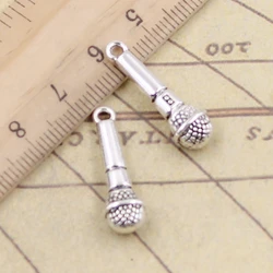 10 adet Charms mikrofon 25x7mm tibet bronz gümüş renk kolye antik takı yapımı DIY el yapımı zanaat