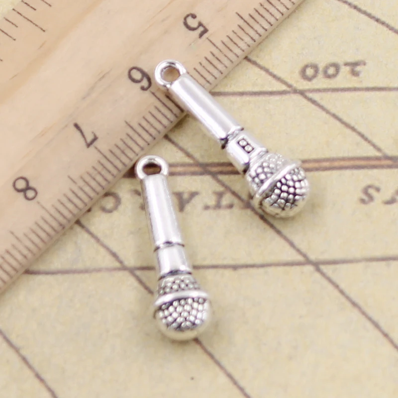10 sztuk Charms mikrofon 25x7mm tybetański brąz srebrny kolor wisiorki antyczny tworzenia biżuterii DIY Handmade Craft