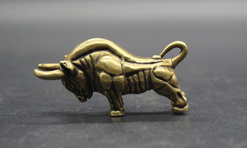 ( mini ) Delicate Interesting Chinese Old-style Brass Mighty Ox Auspicious Statue