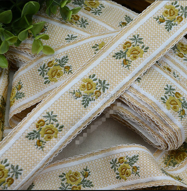 Zakka handmade accessories DIY lace ribbon polyester woven Jacquard Ribbon  Ethnic Embroidery Ribbon 4cm 22yards/lot GF2051312