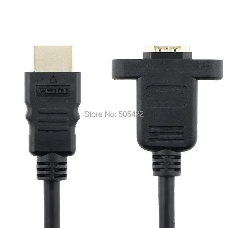 50pcs/lot HDMI A 1.4 19pin Male to HDMI A Type Female Extension Cable with Screw Hole Can Lock Panel Mount Cable