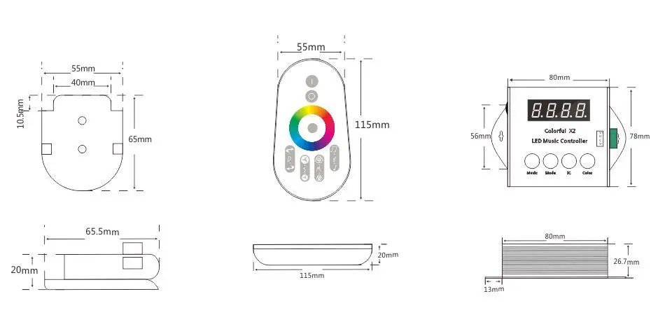 Controle touch remoto compatível com ws2812b, controle de música e luz rgb para ws2812b ws2811/ws2812