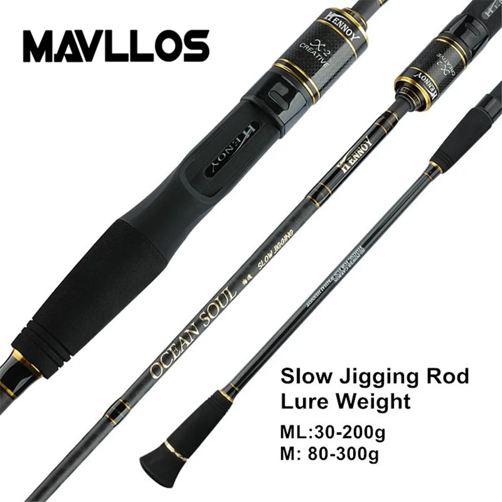 Mavllos Osoul Slow Jigging Rod with Carbon M ML Tip, Lure 30-200g/80-300g 20-50LB Ultralight Spinning Rod for Fishing Tuna