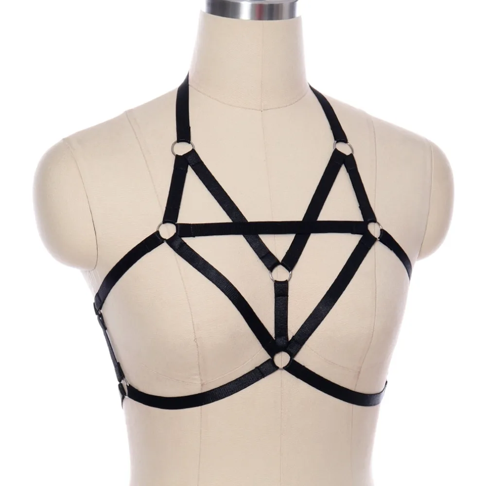 BODY HARNESS BDSM Bondage Black Sexy Cosplay Elastic adjust Strap Lingerie Punk Goth Fetish cage bra Halloween dance Wear