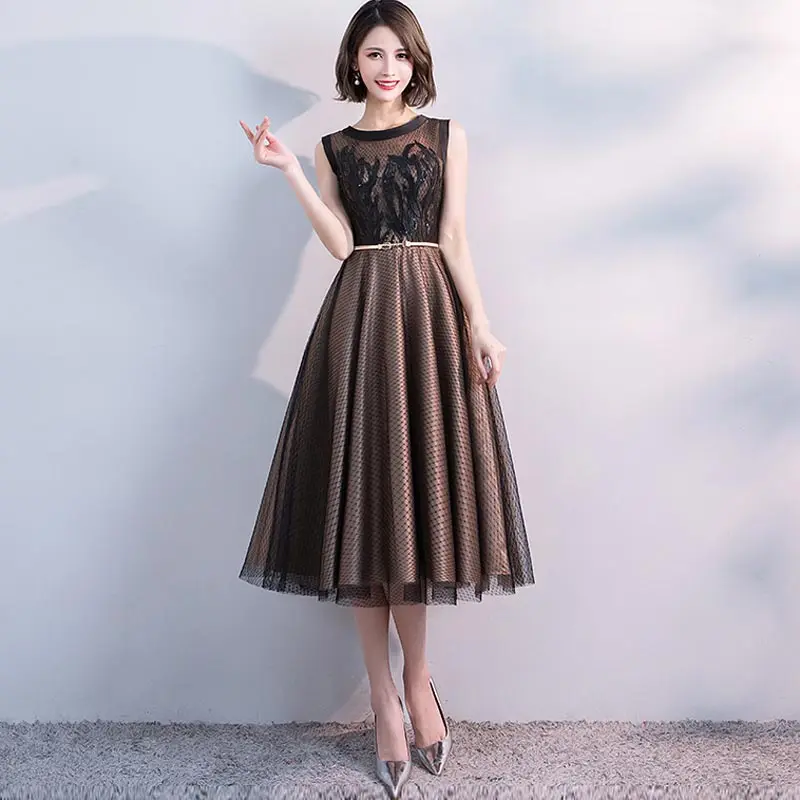 FADISTEE New arrival modern party dress evening dresses prom lace pattern A-line O-neck elegant 2019 gold sashes