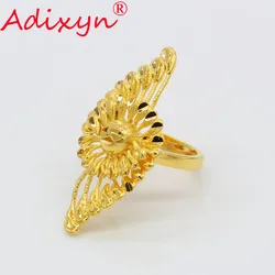 Adixyn Dubai Gold Color Resizable Ring for Women/Teenager Middle East/Dubai/Ethiopian/African Wedding Party Jewelry Gifts 072402