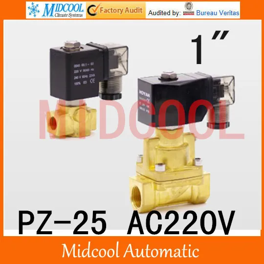 High temperature steam brass solenoid valve normal closed AC220V PZ-25 port 1