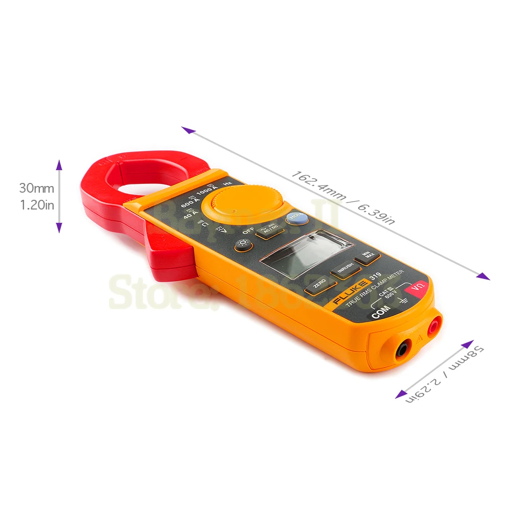 Fluke 319 1000A AC/DC Current Digital Clamp Meter for 600V AC/DC Voltage Measurement with ohm, Hz, Inrush Test and Backlight