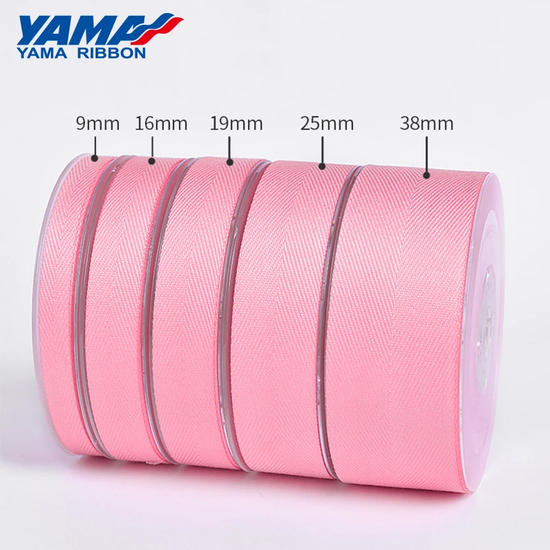 YAMA-Twill Ribbon for Crafts, 100% Polyester, Hand Made Woven Bow Gift, 50Yards Per Roll, 9mm, 16mm, 19mm, 25mm, 38mm