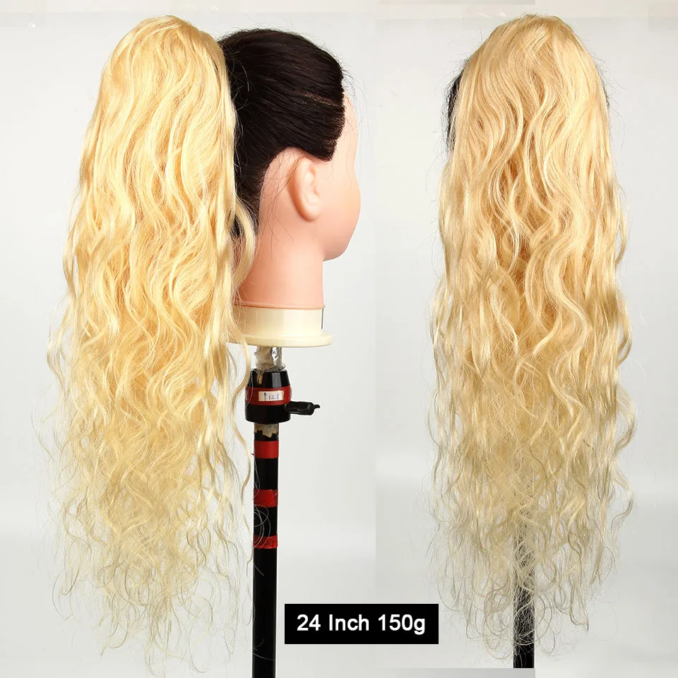 Yvonne Body Wave Drawstring Ponytail Human Hair Clip In Extensions Brazilian Hair 613 Blonde Color 1 Piece